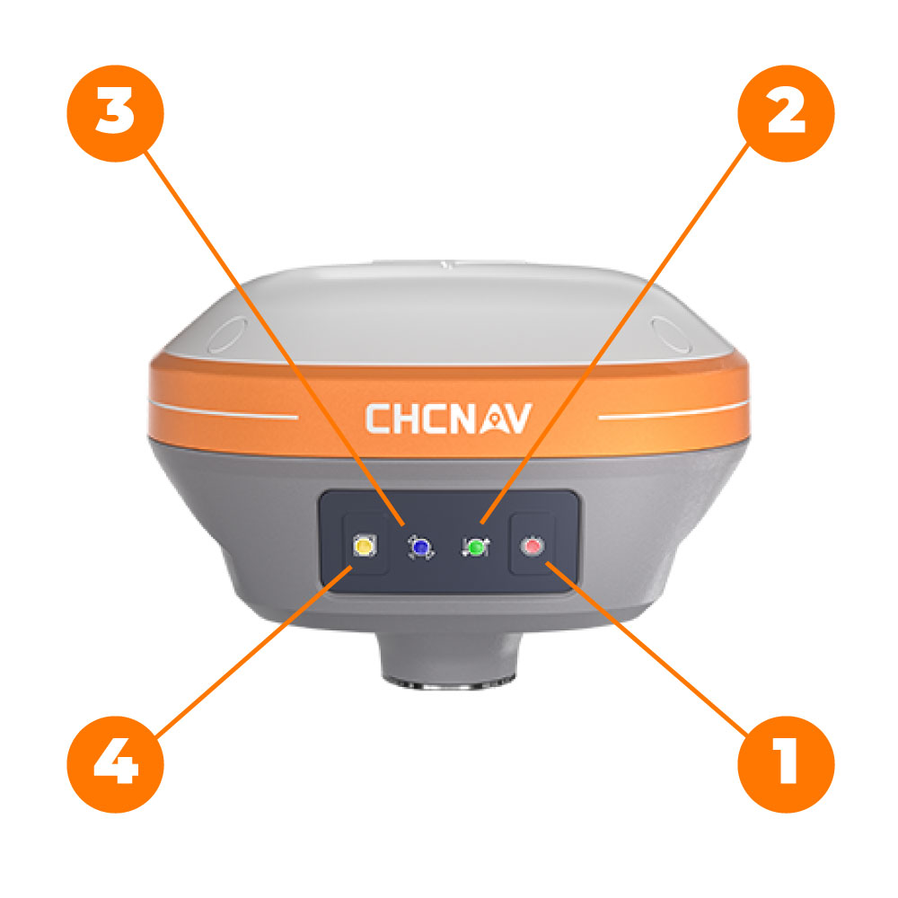 MÁY GPS RTK CHC I73+ Khu vực nút nguồn và đèn tín hiệu máy gps rtk chc i73+