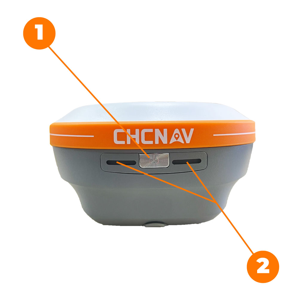 MÁY GPS RTK CHC I76 Khu vực nút nguồn và đèn tín hiệu máy gps rtk chc i76