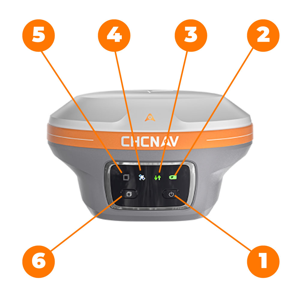 MÁY GPS RTK CHC I89 Khu vực nút nguồn và đèn tín hiệu máy gps rtk chc i89