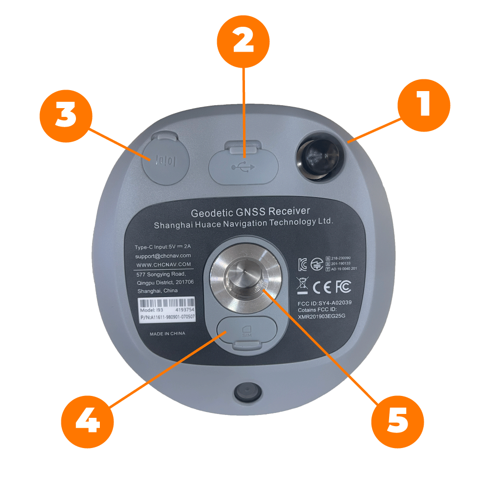 Các cổng giao tiếp trên thân Máy GPS RTK CHC i93