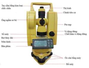 Máy kinh vĩ là gì? Ứng dụng trong trắc địa và xây dựng công trình Cấu tạo cơ bản của máy kinh vĩ