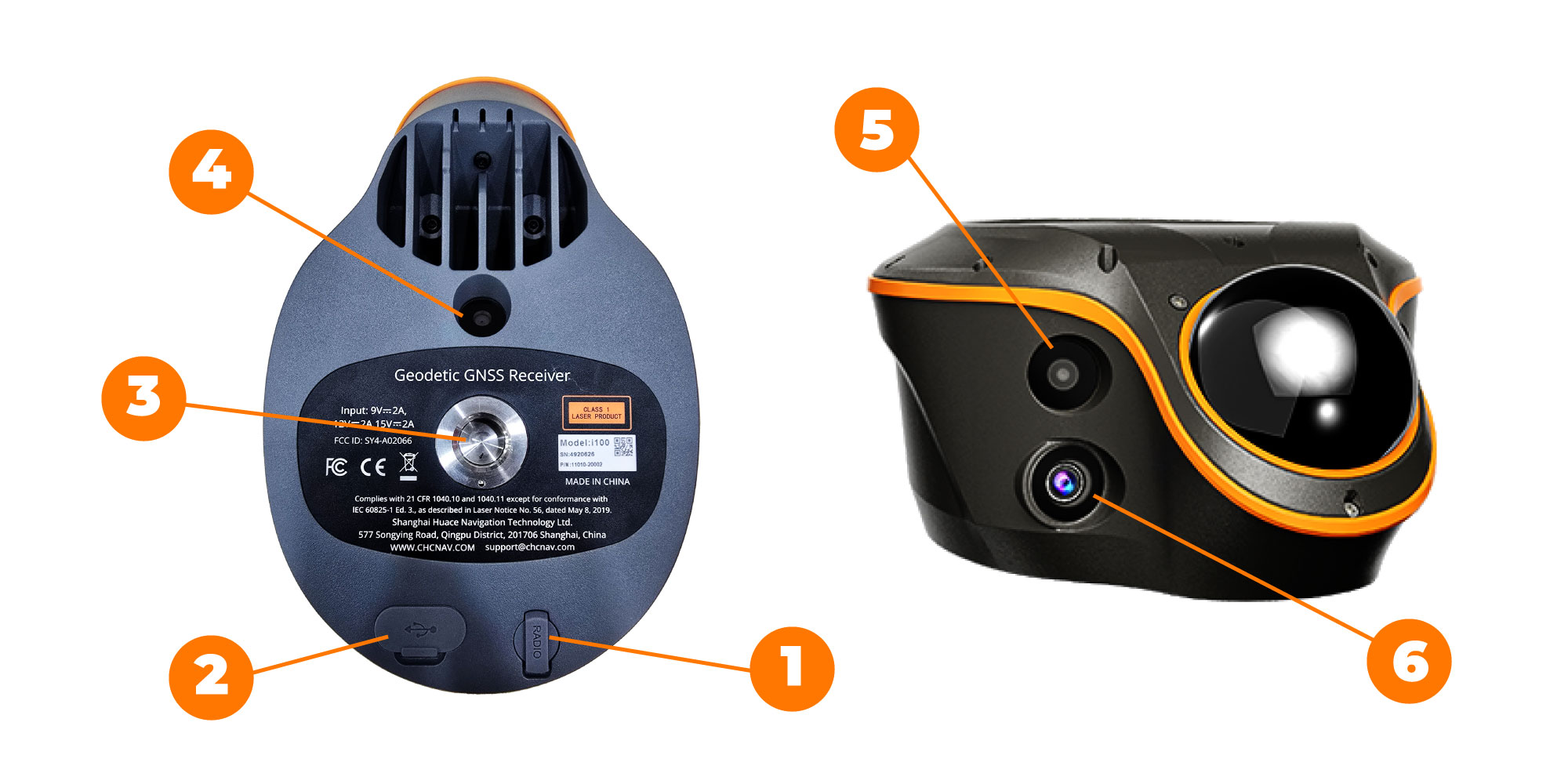 Các cổng giao tiếp trên thân Máy GPS RTK Visual-LiDAR CHC ViLi i100